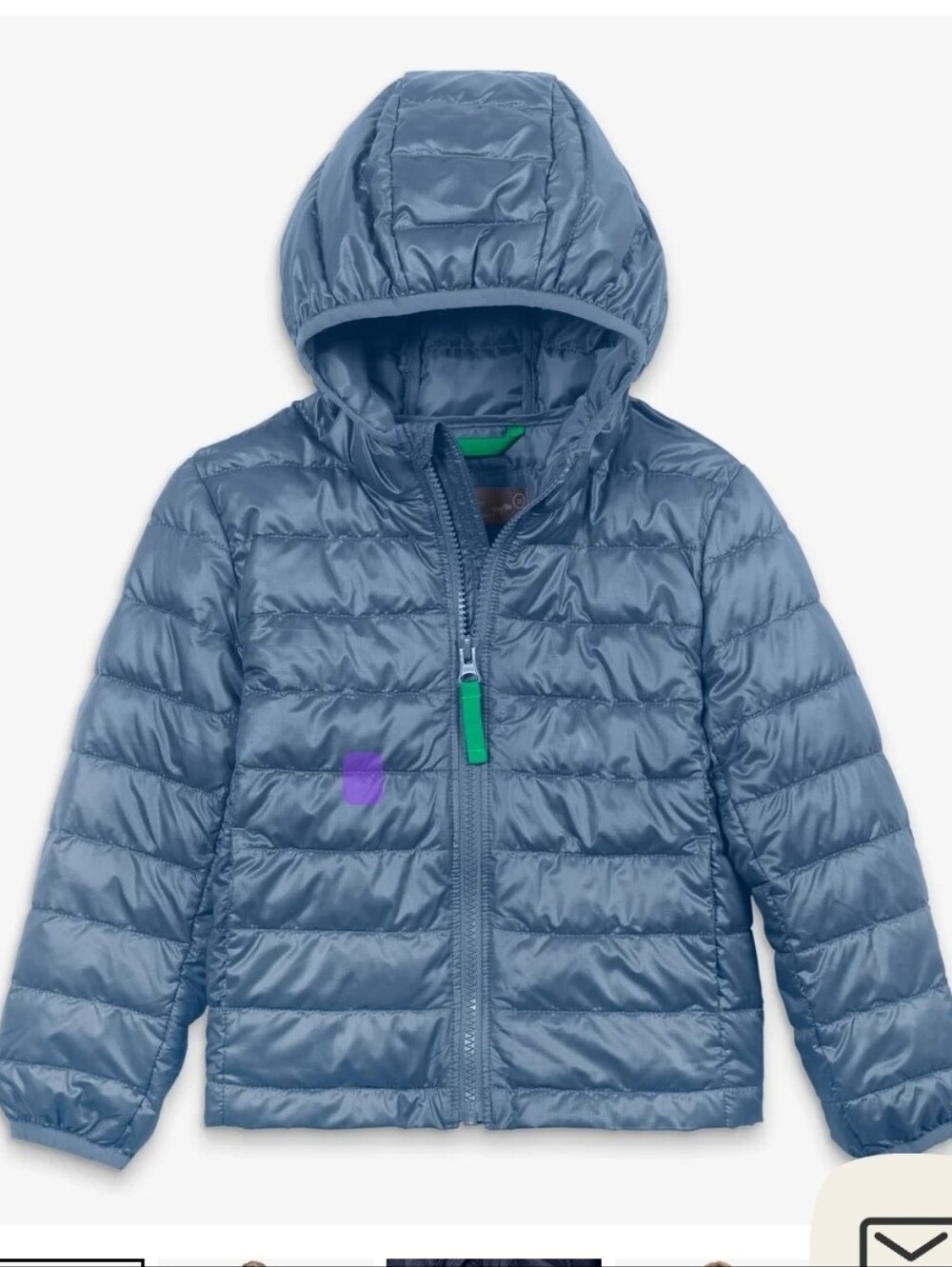 Primary Light Blue Hooded Puffer Jacket for Kids